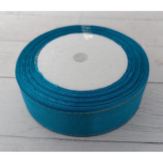 ОПТ Лента атласная с люрексом 25 мм*25 ярдов цв. темно-голубой, цена за катушку